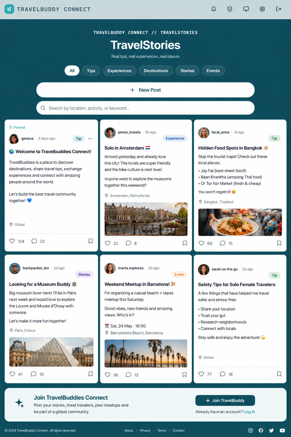 TravelBuddy Stories page